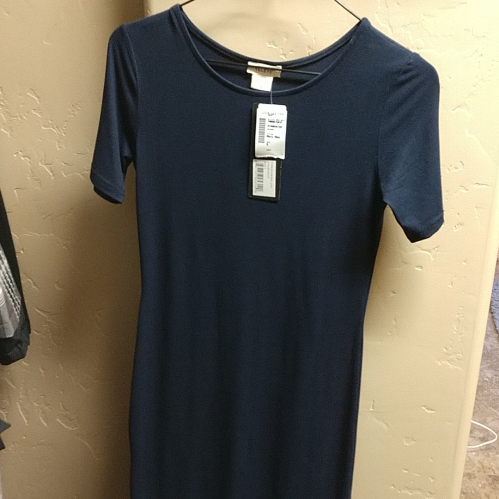 Blue knee length t-shirt dress
